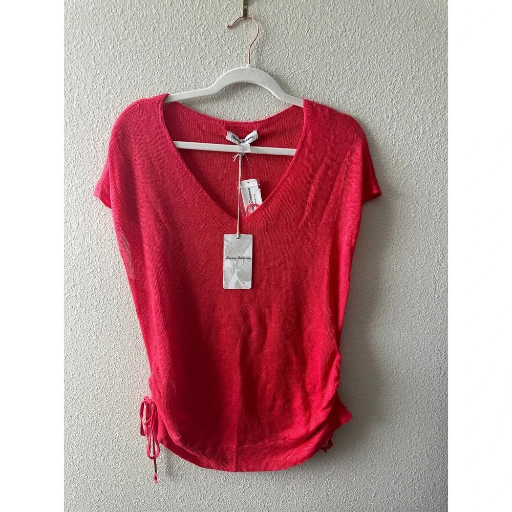 Tommy Bahama Women’s Alana Linen Side Tie V-Neck Sweater - Picture 6 of 13